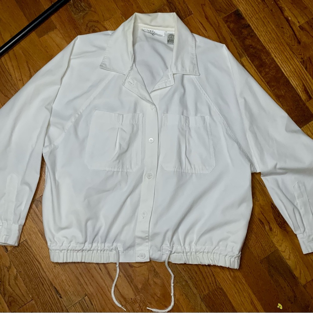 Gitano Lightweight Jacket Windbreaker waist drawstring collared‎ off white L